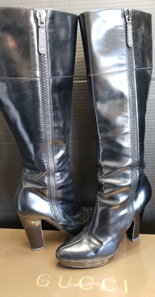 Gucci Shoes - Gucci Tall shiny black boots